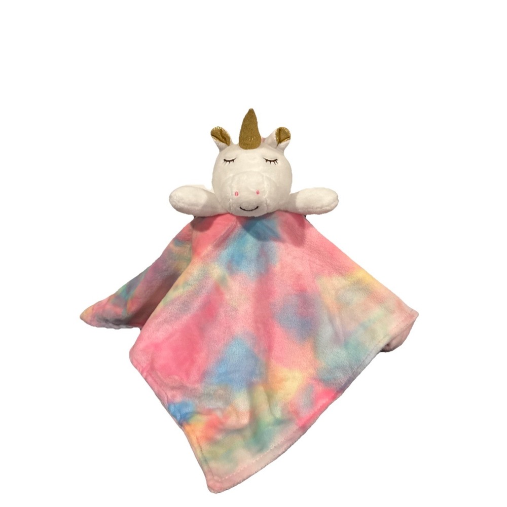 New Crevent Baby Rainbow Unicorn Lovey Plush Gold Horn Newborn Security Blanket‎